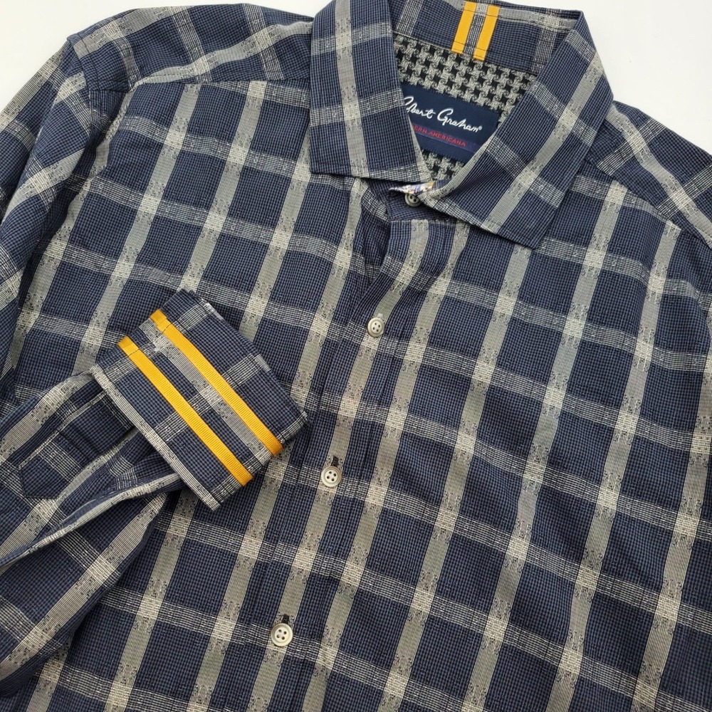 Robert Graham Modern Americana Plaid Button Down Shirt Mens XL Tailored Fit